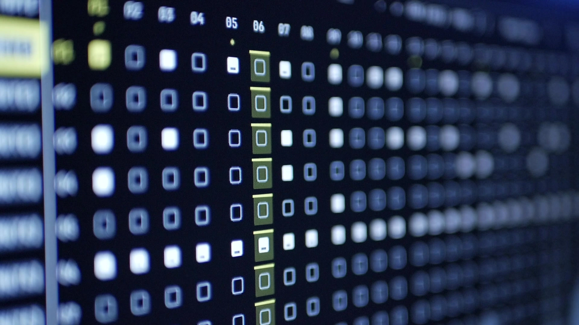 SubKorr step grid with the highlighted playhead in focus and rows of steps receding into blur.